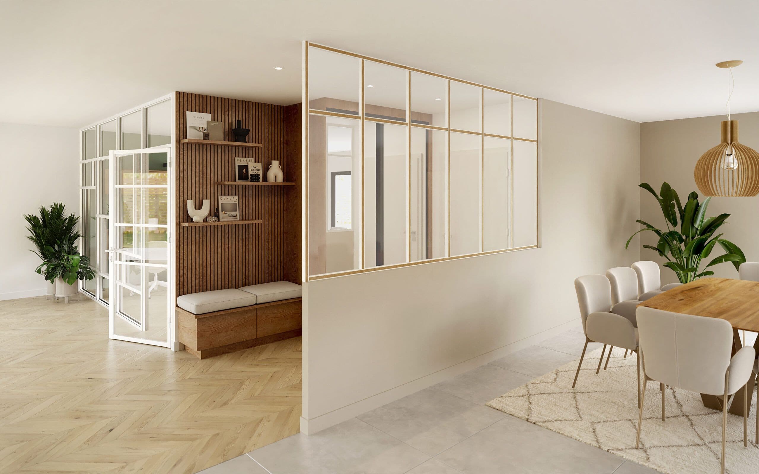 Baie vitrée panoramique ouvrant sur la nature corse